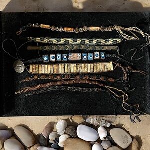 Bundle of mixed media bracelets- textures, beads, leather, wood 🪵📿🪢 🐚